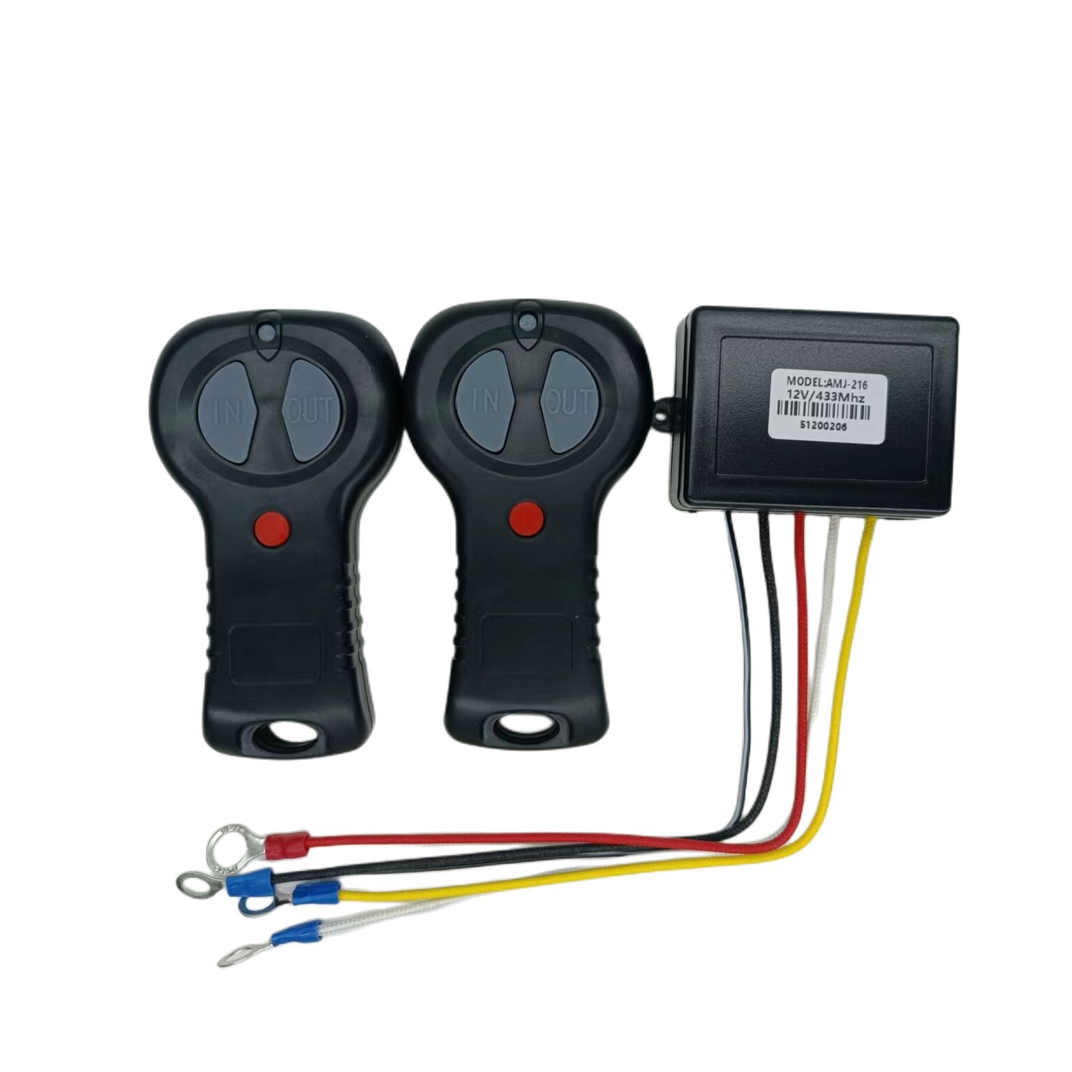 The RV winch, the electric winch remote, the radio control system.