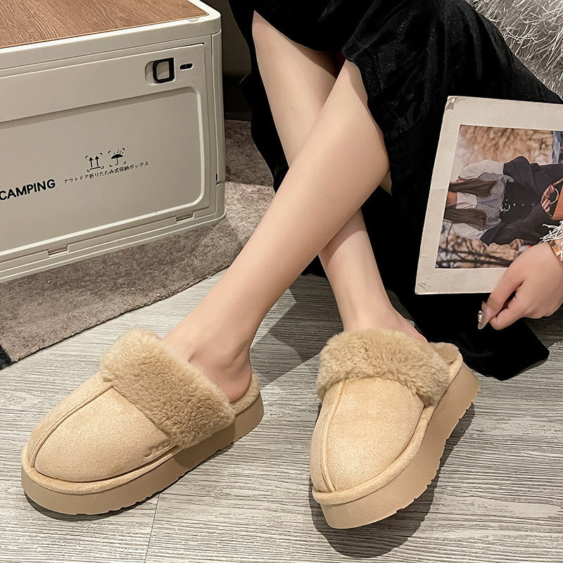 Autumn and winter 2024 new cotton slipper women with a thicker and warm-up home-based tweak-proof single-code cotton tug