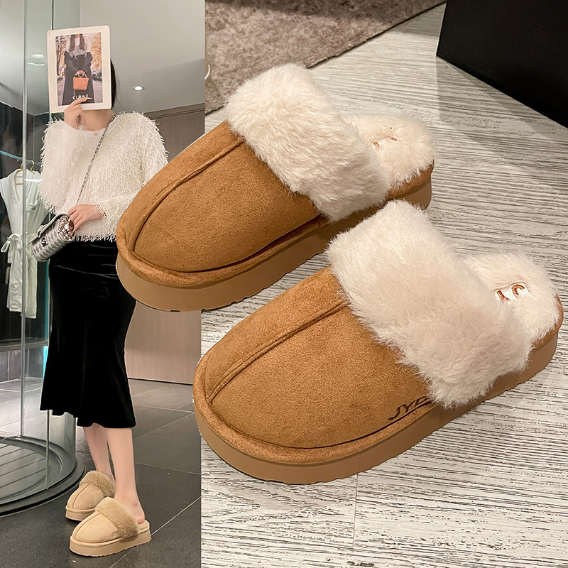 Autumn and winter 2024 new cotton slipper women with a thicker and warm-up home-based tweak-proof single-code cotton tug