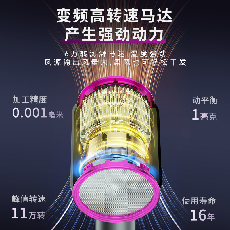 Một thợ làm tóc tốc độ cao với một cái búa thổi mạnh để bảo vệ một cái máy tạo gió nóng lạnh.