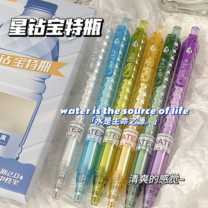 A half-stirred double-dry pen-tall colored brush pen for water.