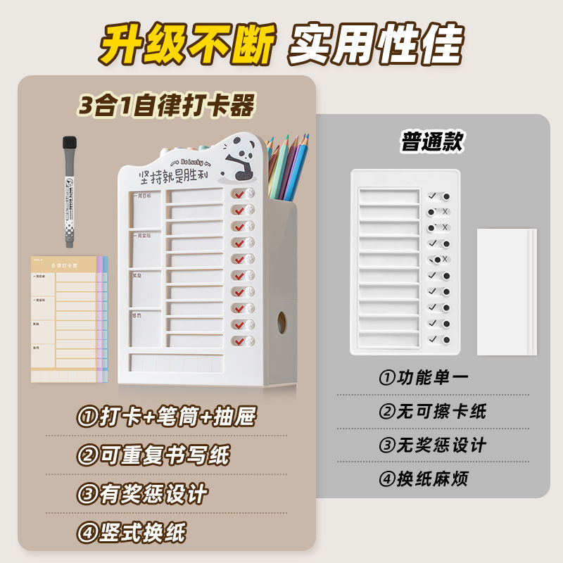 Newly upgraded self-regulatory cardmaker desktop management plastic learning cardmaker with pencil time management table for primary school students