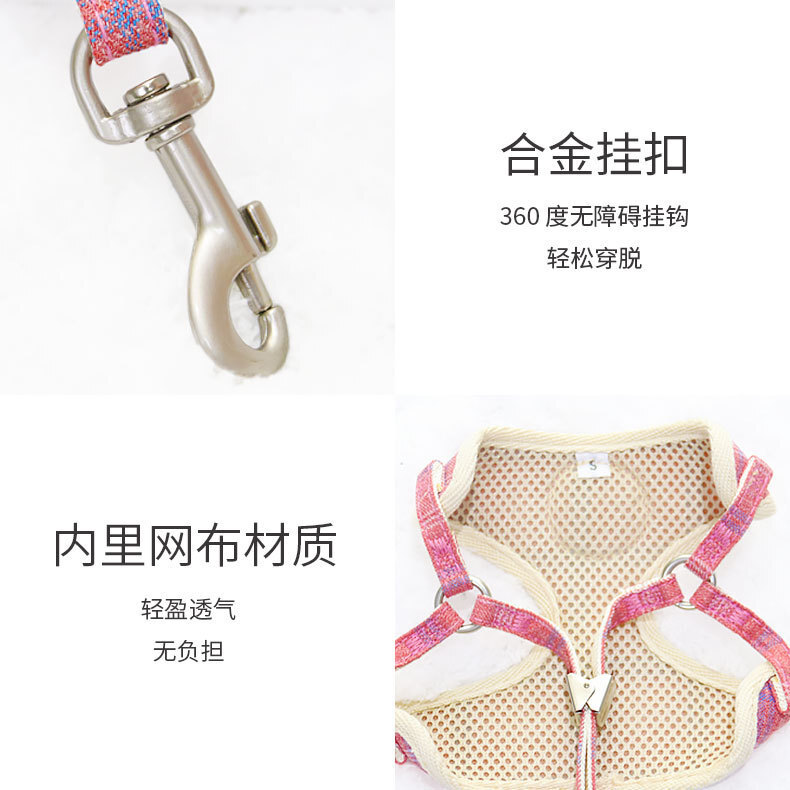 Một cái dây chuyền chó với một con chó đi bộ với một con chó nhỏ, trung bình trên ngực.