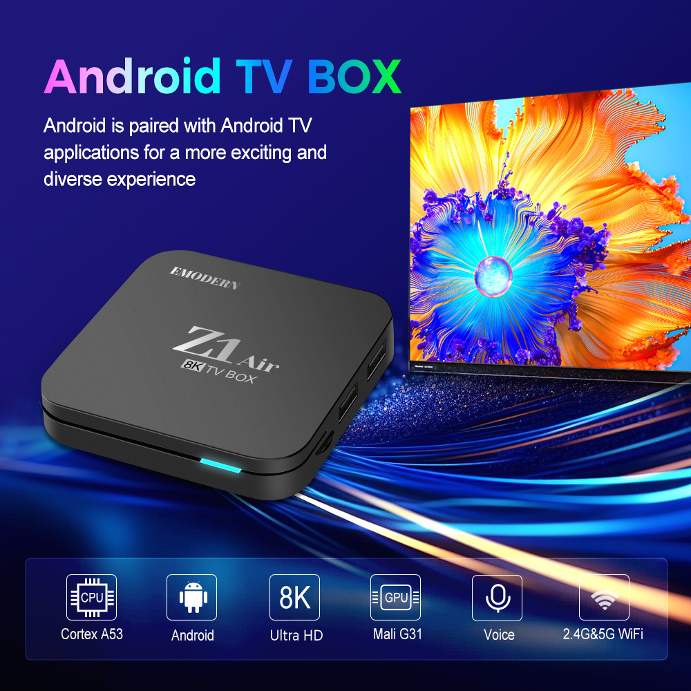 Z1 Air Universal H313 Double-frequency 8K Top Box of High-Clean Andretvbox Foreign Trade TV Box