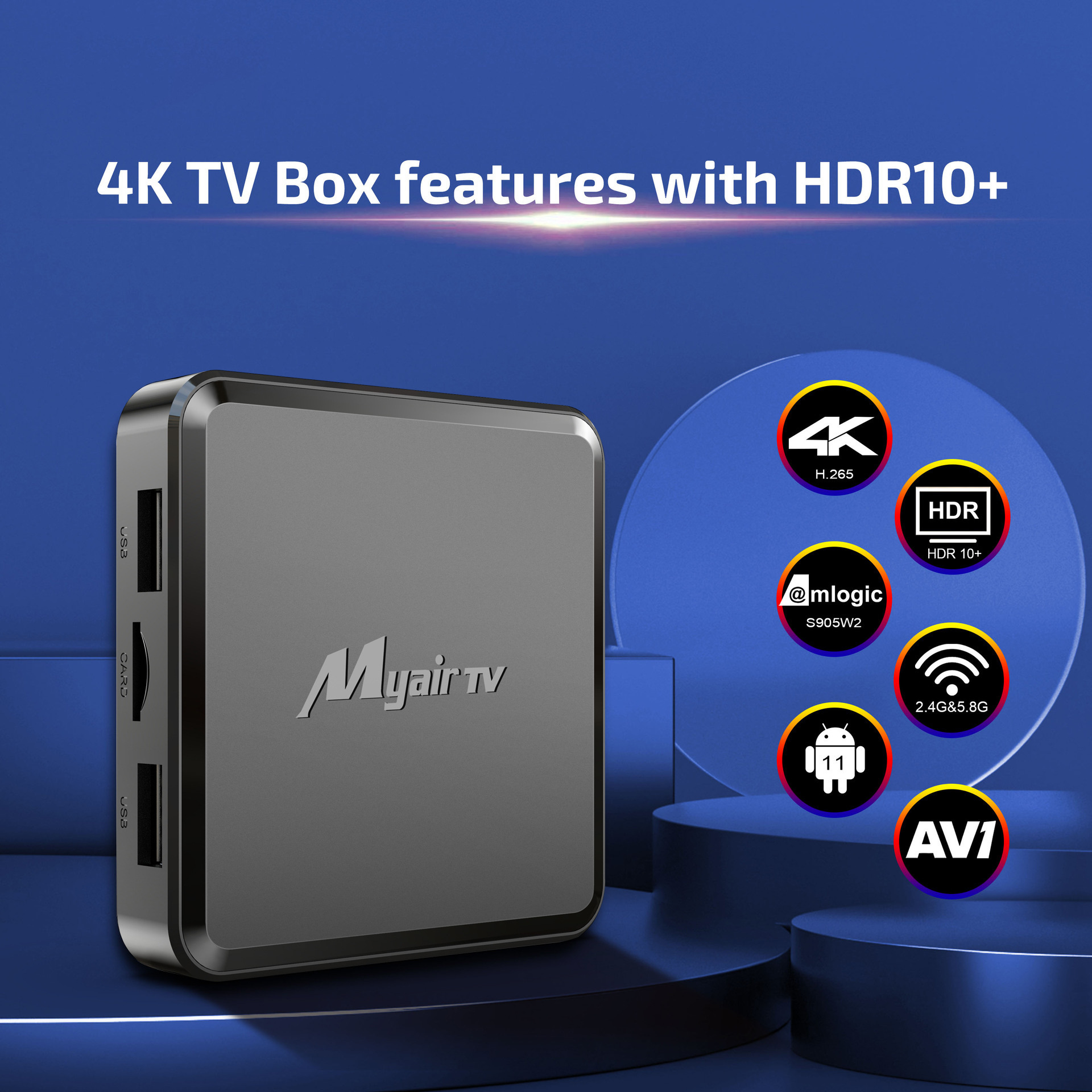 Cross-border MYair Top Box S905W2 Network Player 4K Andres 11 Foreign Trade TV Box 2+16G