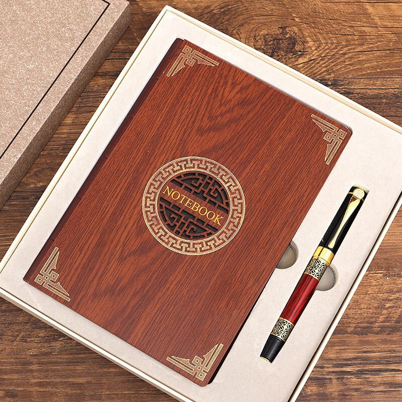 "Red wood-sweet-sweet notebook box with retrospect Chinese Fashion Ceremony spot printing logo"