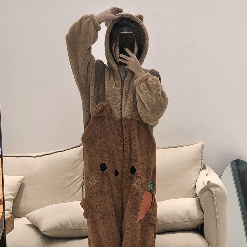 Các pyjama mùa đông với lớp nhung san hô dày và pyjama đáng yêu, các hoạt hình.