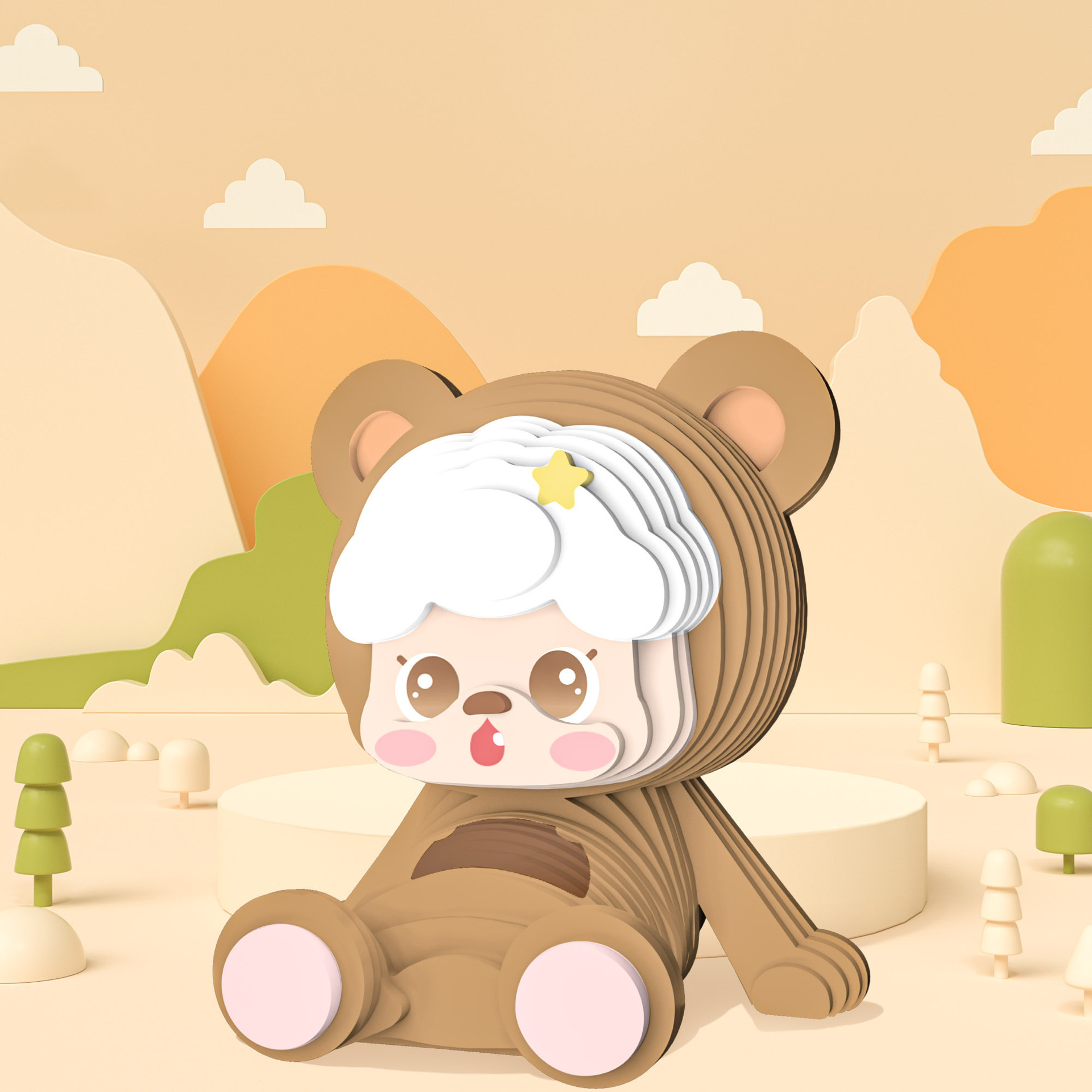 Mô hình hình chuyển dạng giấy ba chiều của trẻ em ba chiều trước khi học hàng hóa đồ chơi