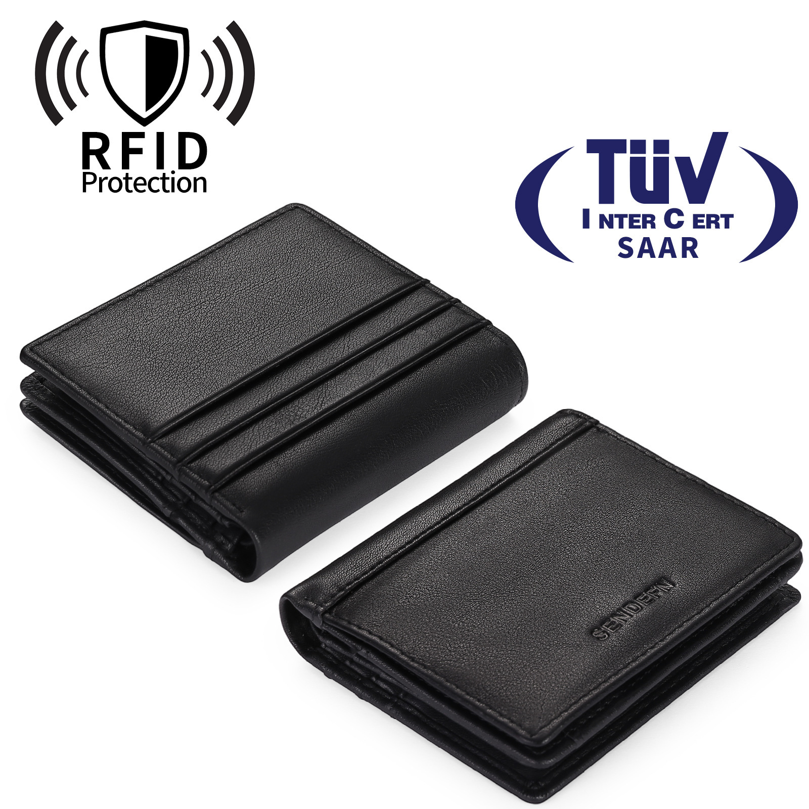 กระเป๋าสตางค์ของผู้ชายป้องกัน RFID จากการขโมยกระเป๋าสตางค์หนัง