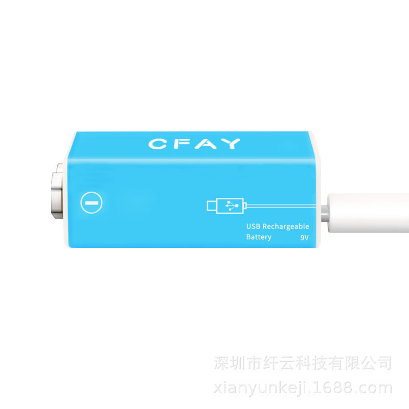 CFAY เลือกแบตเตอรีลิเธียมขนาด 9v แบบที่มีปริมาณพลังงาน USB ขนาดใหญ่ที่สามารถชาร์จได้ นับหมื่นได้