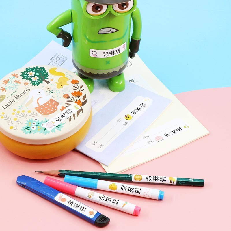 Waterproof name sticker kindergarten customizing student pencil stickers with no sewn name cup tags