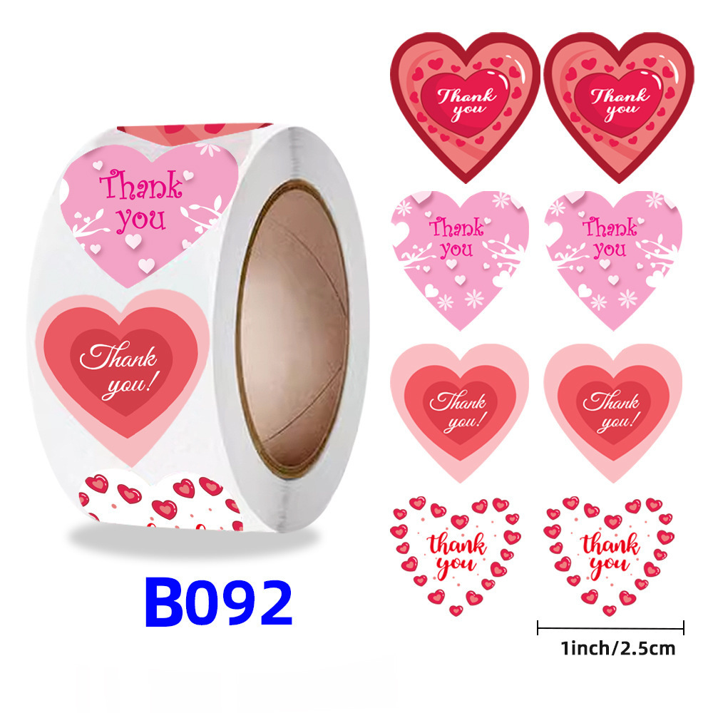 500 nhãn dán/ roll có màu nhãn hiệu trái tim, keo không khô, trang trí thẻ cho ngày Valentine