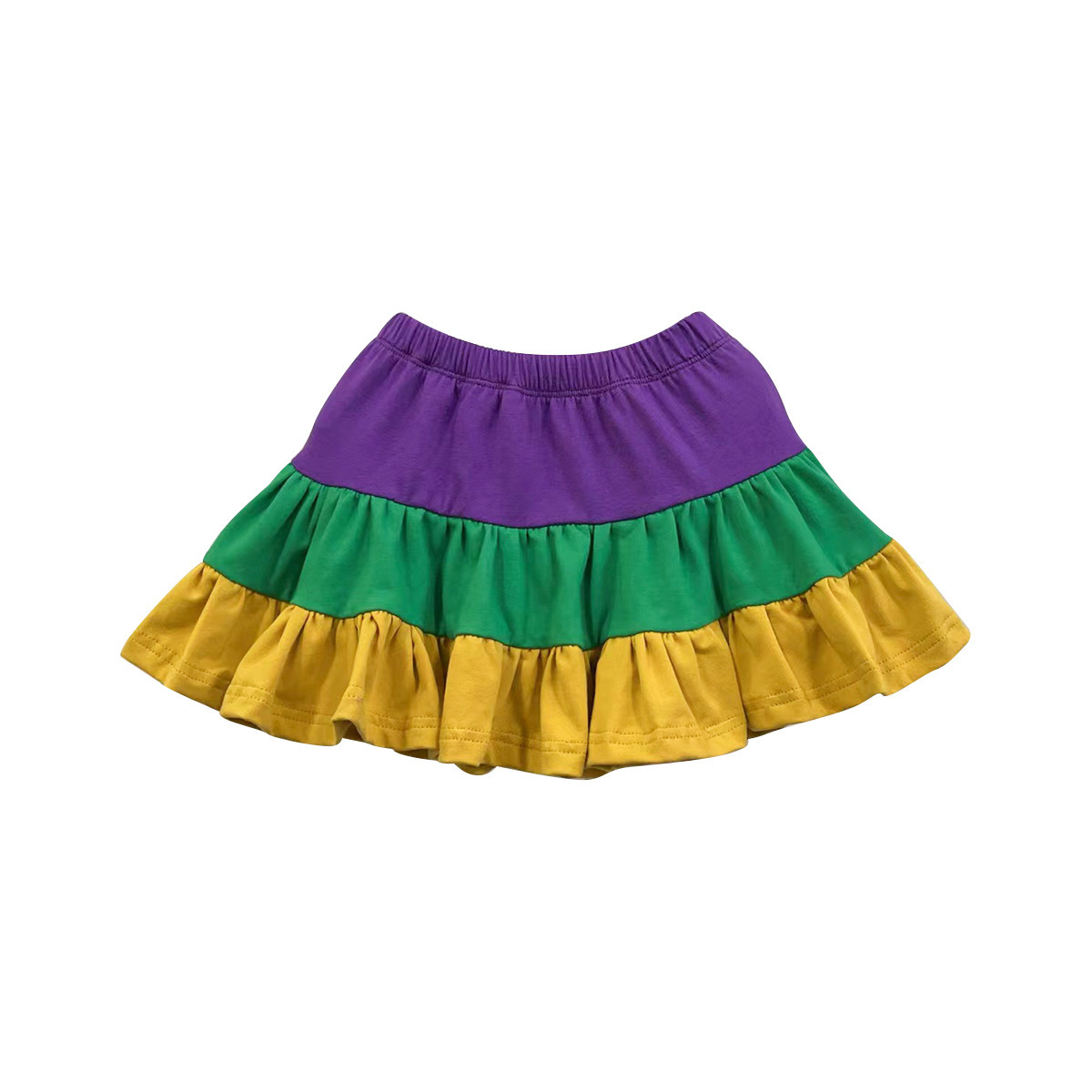 Mardi Gras, đan len, sọc tím và xanh lá cây, những cô gái ăn mặc nửa sắc.