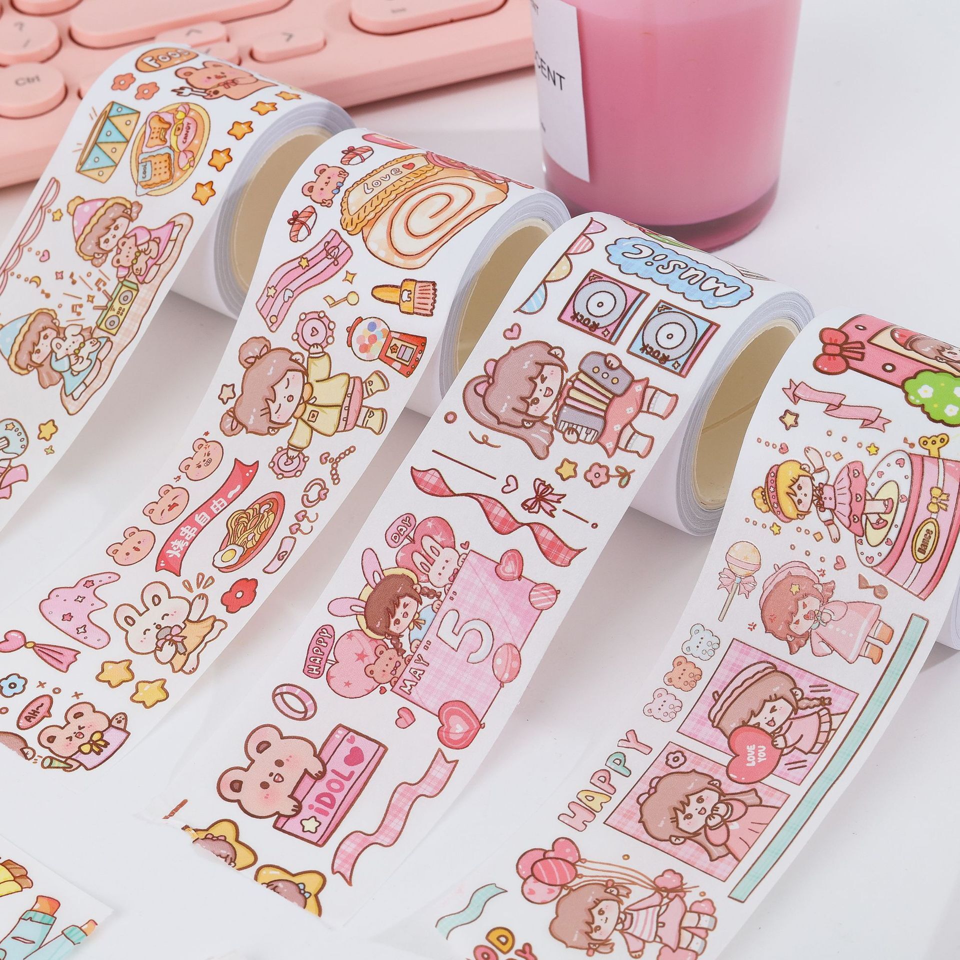Sổ tay và một đoạn băng giấy mới, được phân phối với ít phim hoạt hình tiêu, 4 cm *3m