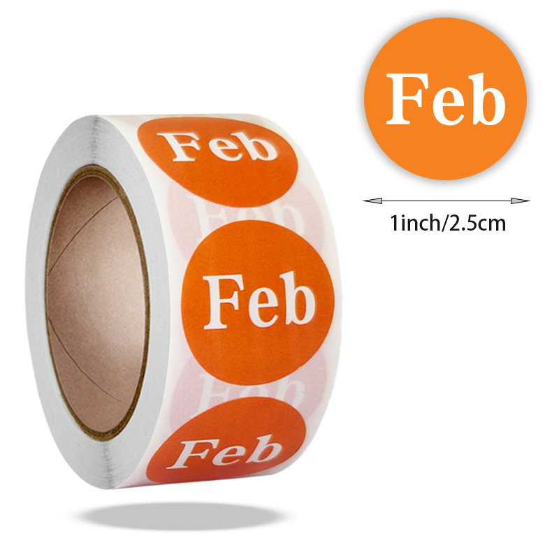 1 inch của nhãn tháng tiếng Anh tròn và 500 nhãn cho phân loại tháng Jan-Dec