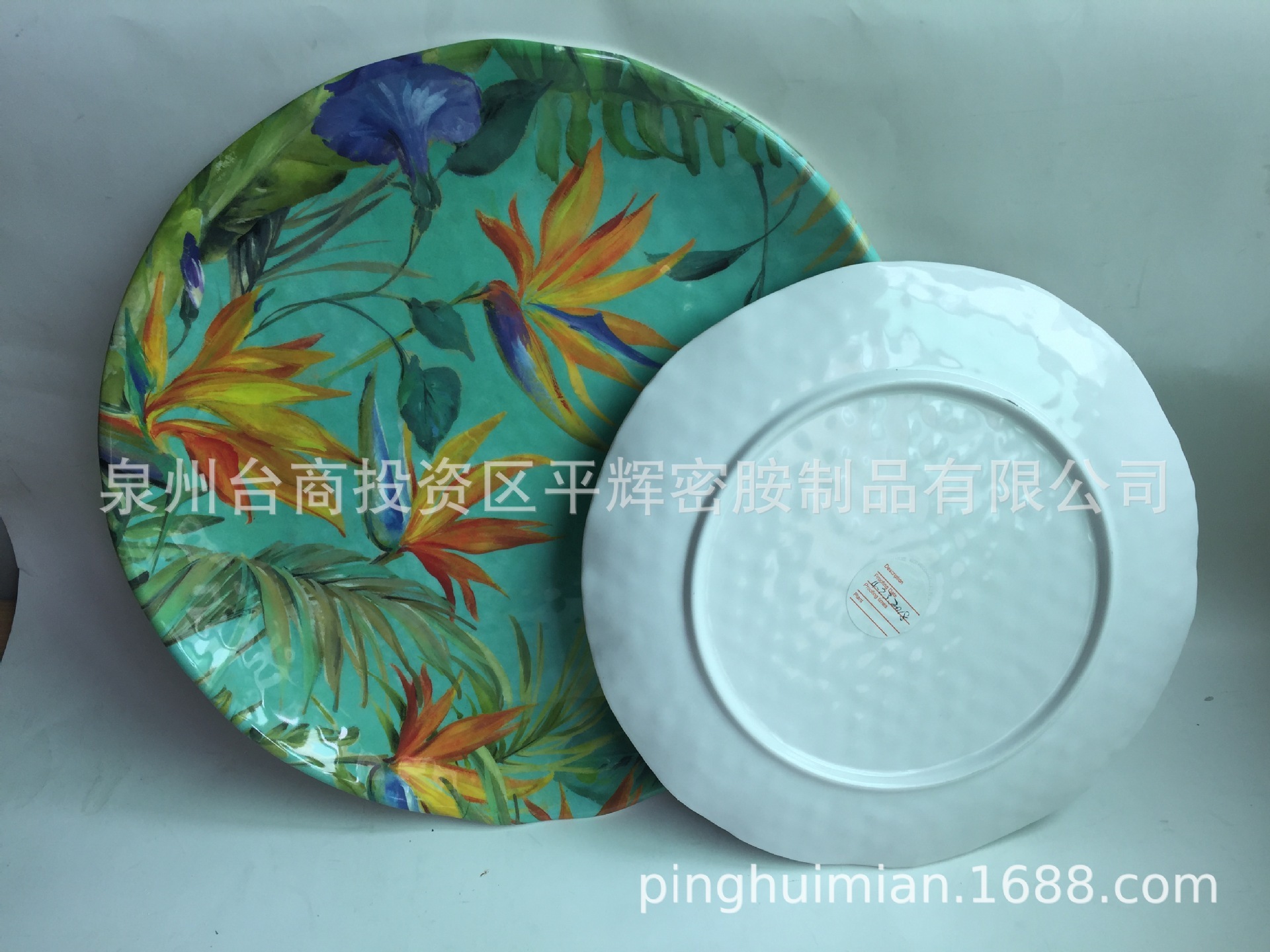 14寸35cm美耐皿仿瓷麻点仿瓷盘 酒店沙拉披萨盘 出口欧美过食品级