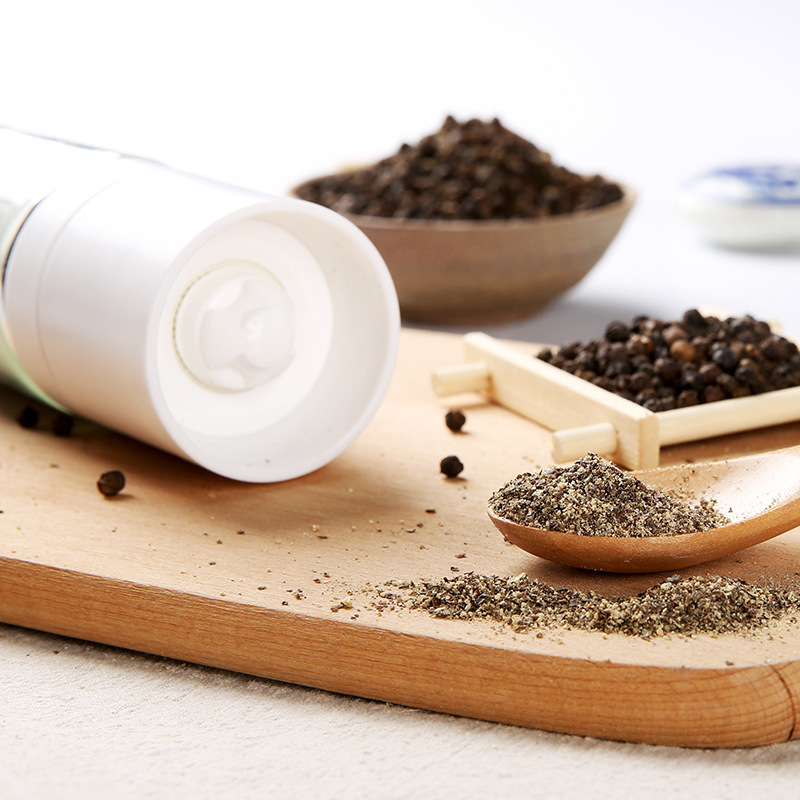 Farmer's white pepper card, sharpened bottle of white pepper.