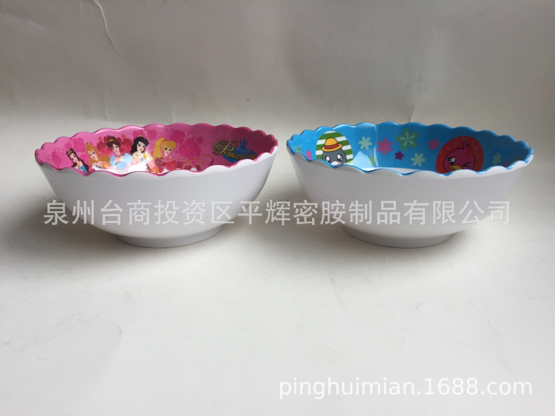 30%密胺卡通图案莲花波浪碗 仿瓷美耐皿7寸坡口碗