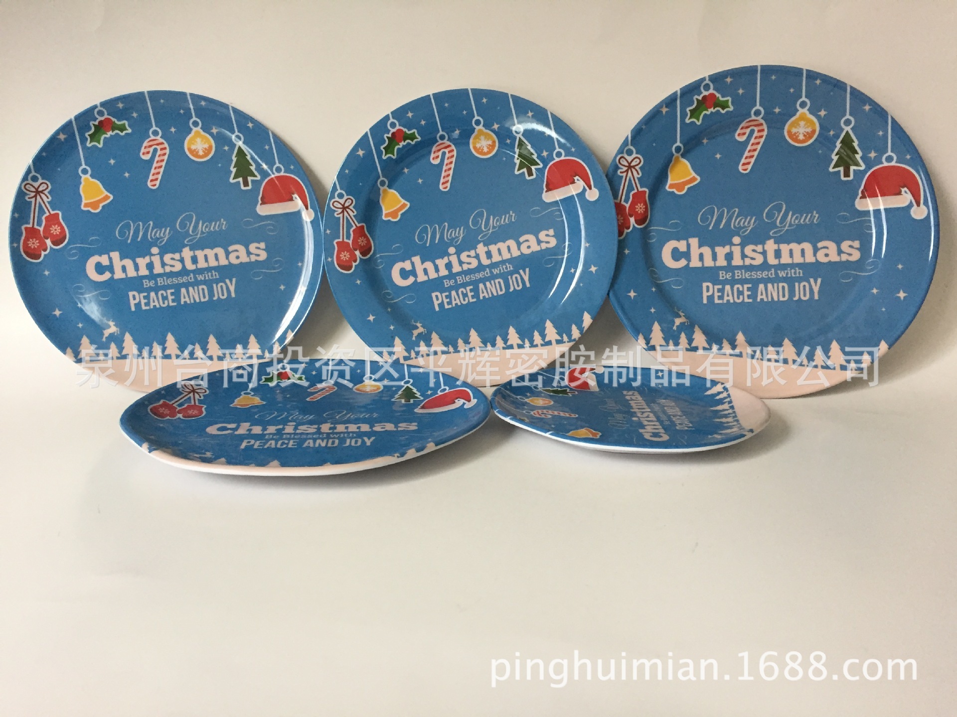 美耐皿圣诞礼品套装餐具 A5过检测 密胺盘 密胺仿瓷盘 密胺麻面盘