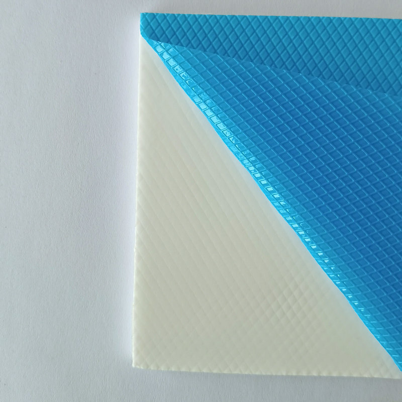 Soft high-conductor thermal silicon film, blue electrons dissipated insulation gasket display screen filled with dispersed thermal gasket.