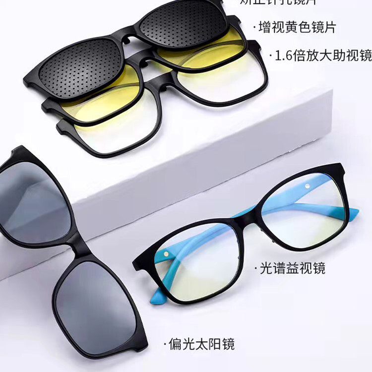 The blue-light-proof close-vision sunglasses at the glasses shop.