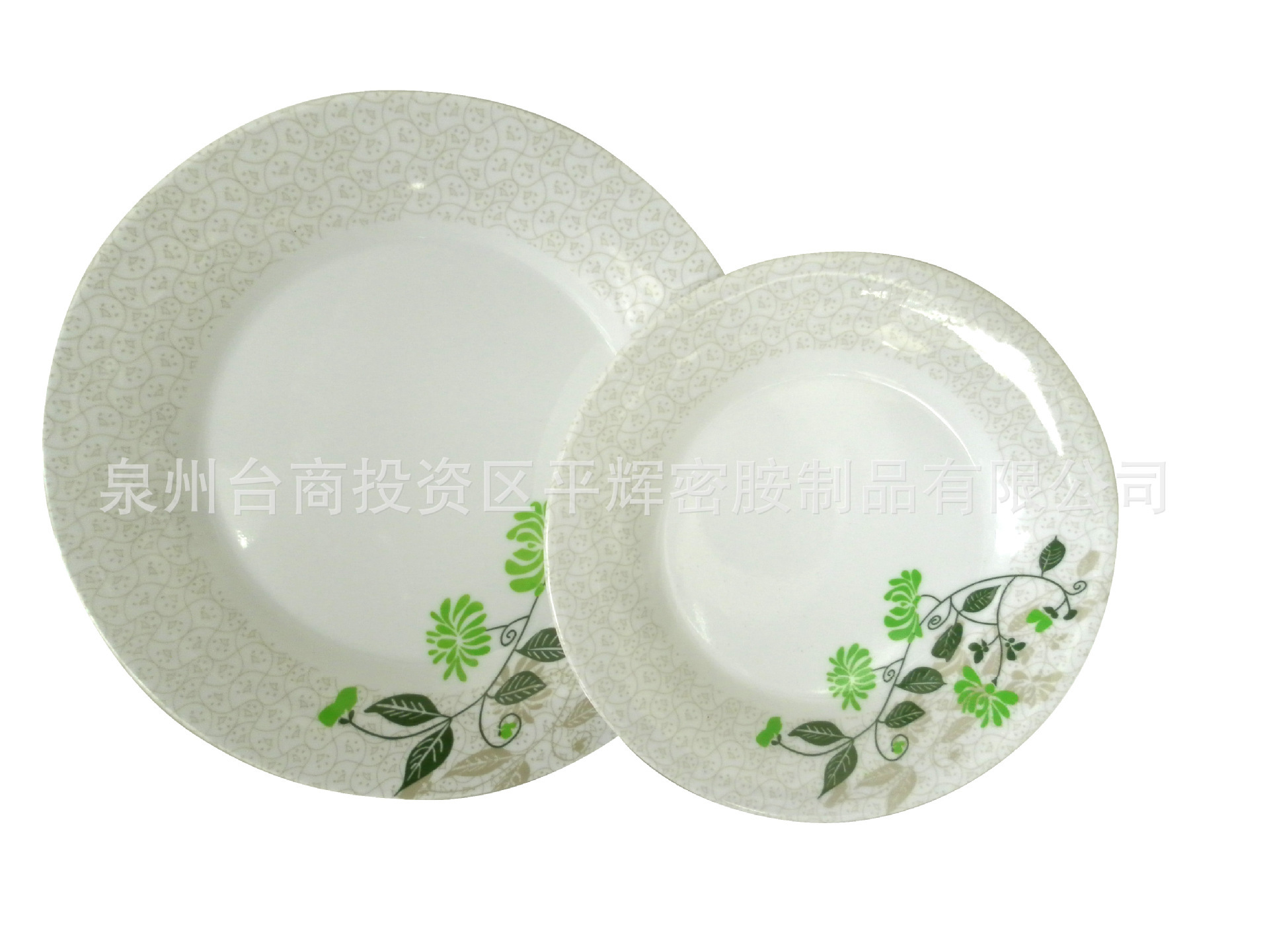 8.5寸10.5寸平盘套装 玫瑰花设计 美耐皿深盘 酒店仿瓷餐具