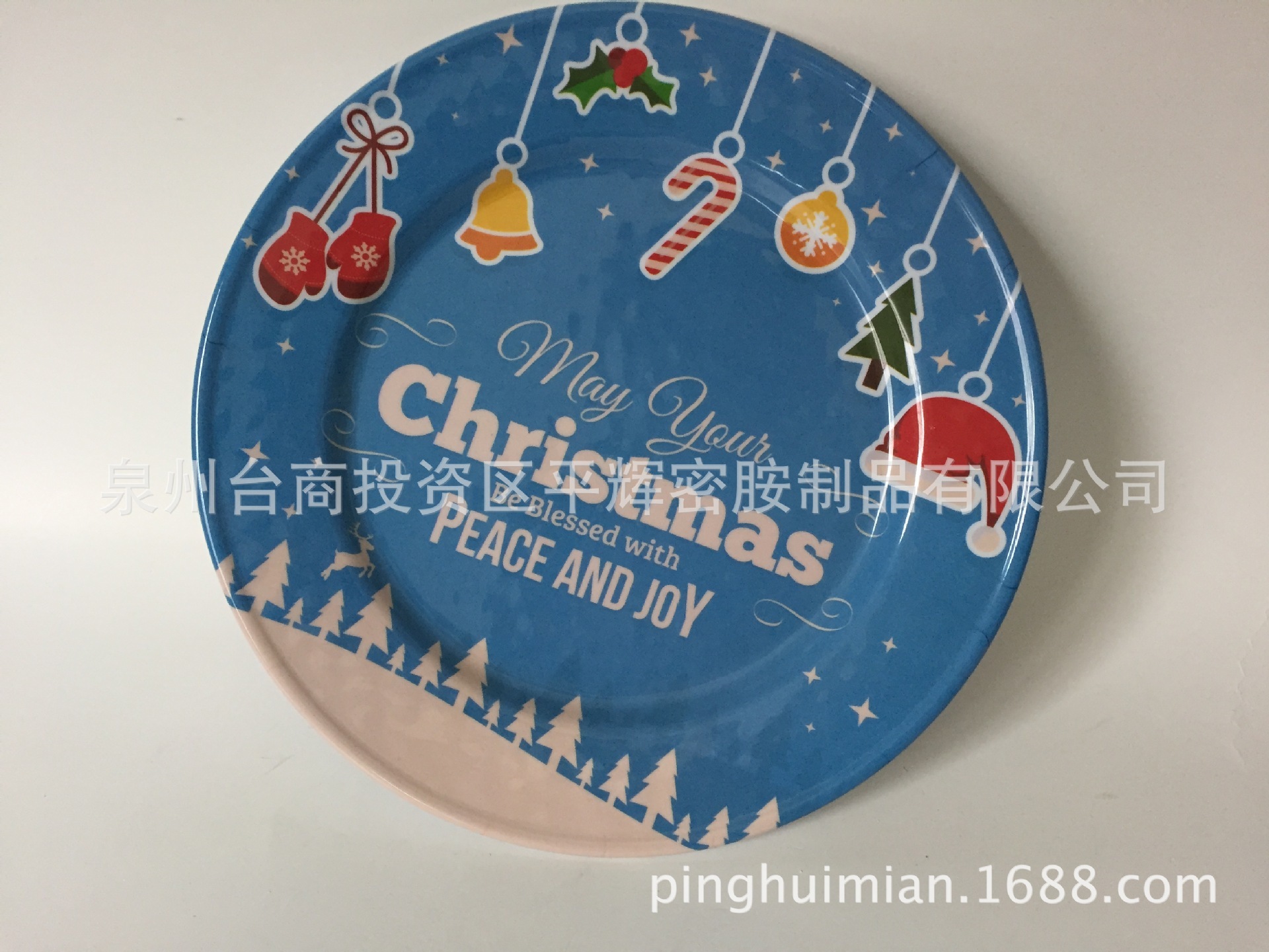 美耐皿圣诞礼品套装餐具 A5过检测 密胺盘 密胺仿瓷盘 密胺麻面盘