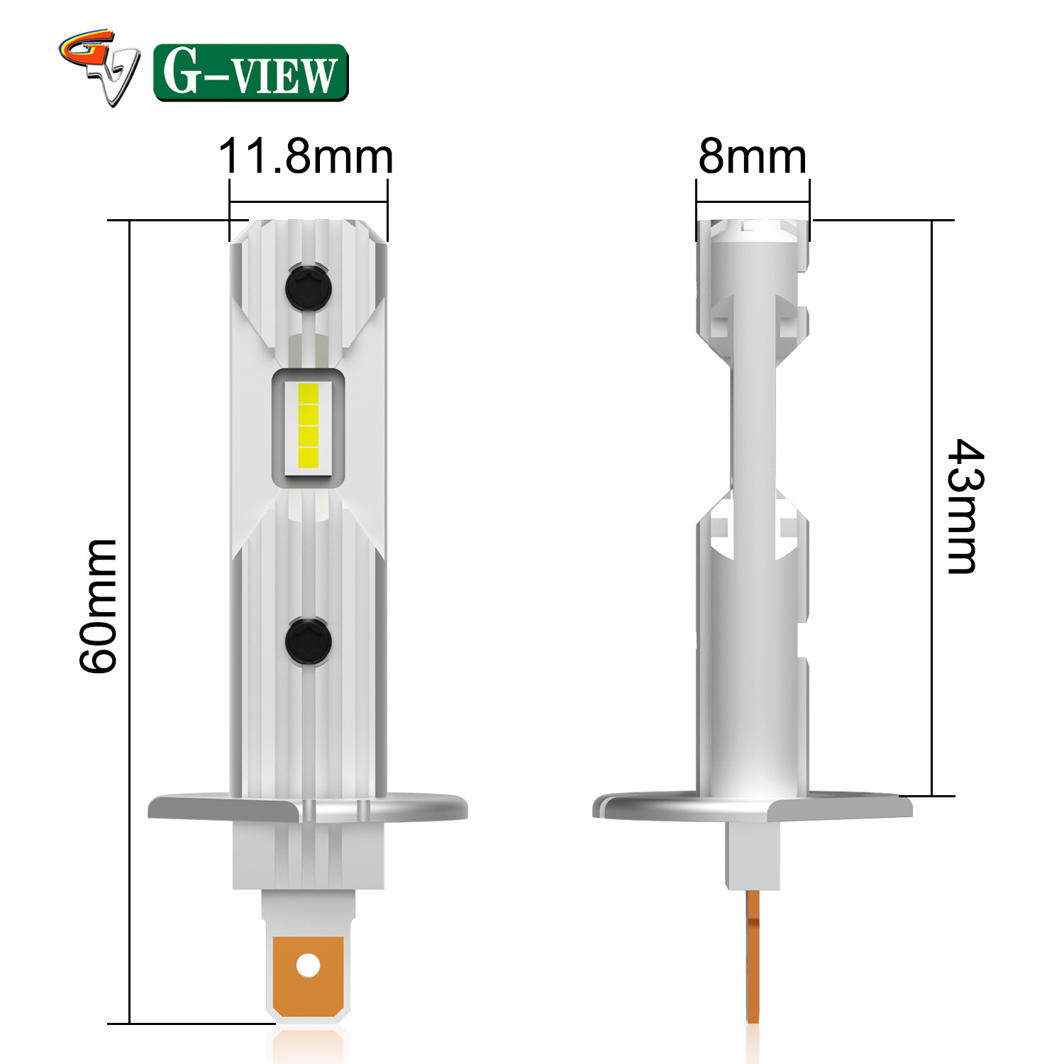 Gview Works directly for mini GS H1 led bulbs 60wCSPled chip white gold and yellow led fog lamps