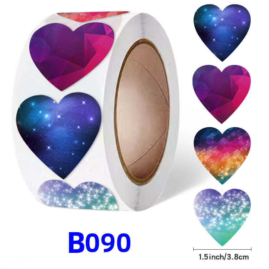 500 nhãn dán/ roll có màu nhãn hiệu trái tim, keo không khô, trang trí thẻ cho ngày Valentine