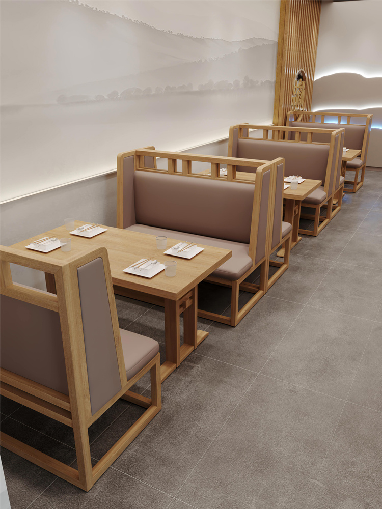 Dining Hotel, tables and chairs with dailies for hamburger tea and tea.