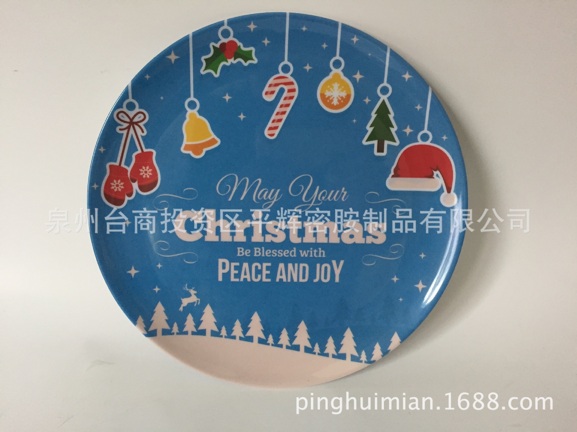 美耐皿圣诞礼品套装餐具 A5过检测 密胺盘 密胺仿瓷盘 密胺麻面盘