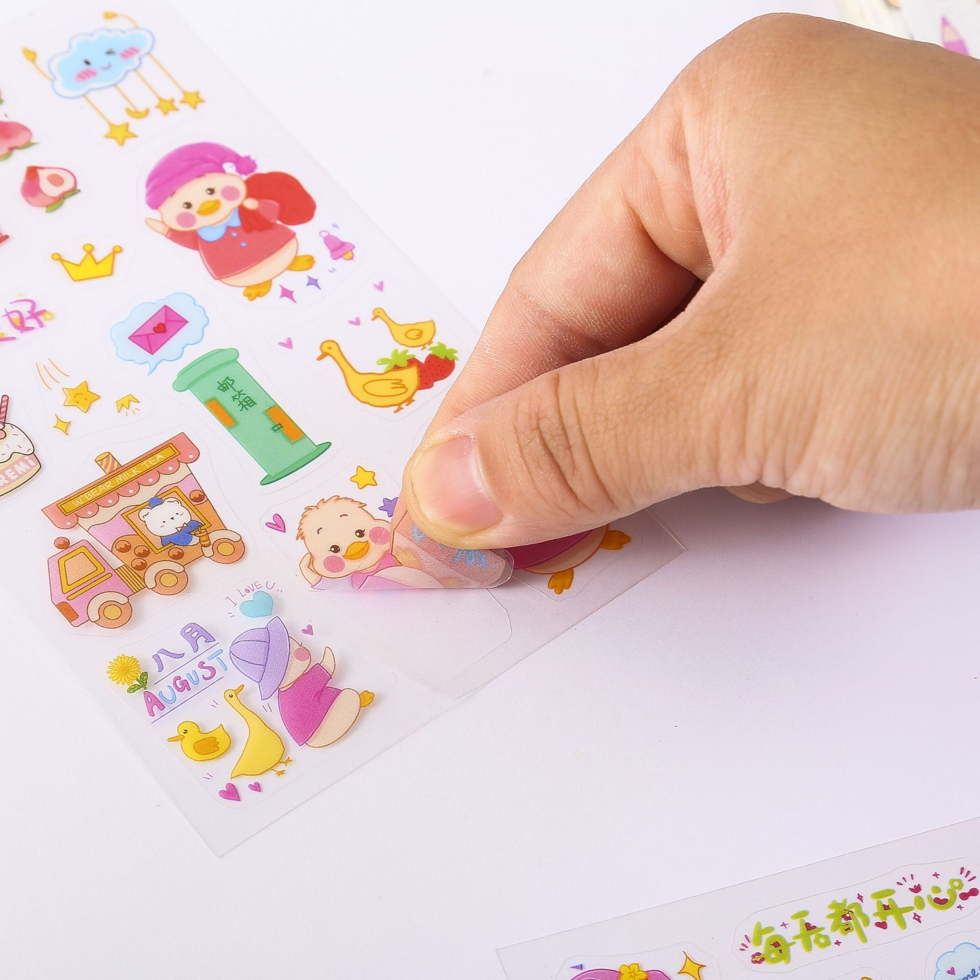 Cái nhãn hình con vịt mới, cái chén hoạt hình ngọt ngào, 3 nhãn tán xạ trong suốt.