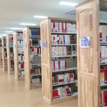 It's a two-sided steel bookcase factory in the library school reading room.