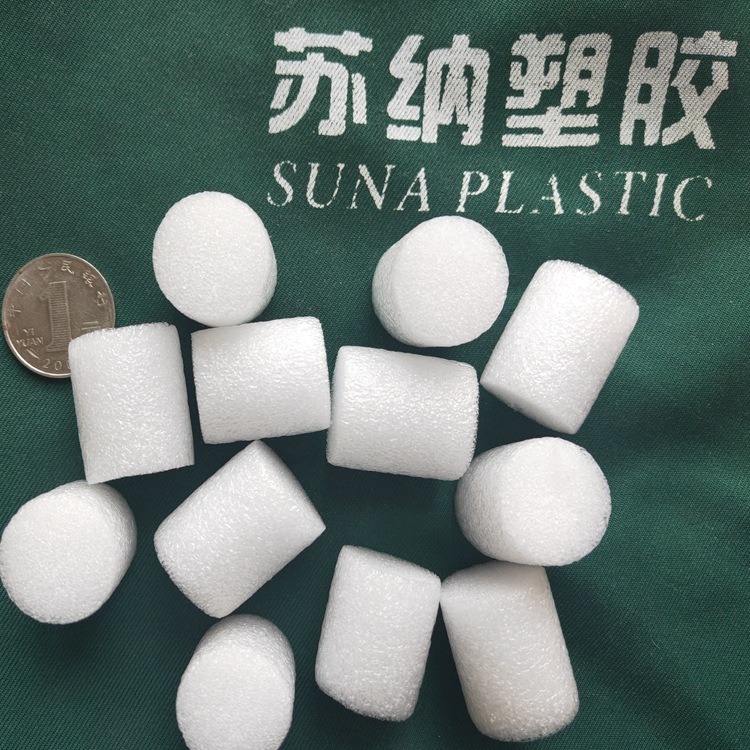 Electro-packaging material called white elastic and less odourless, EPE pearl foam filled with cylindrical particles