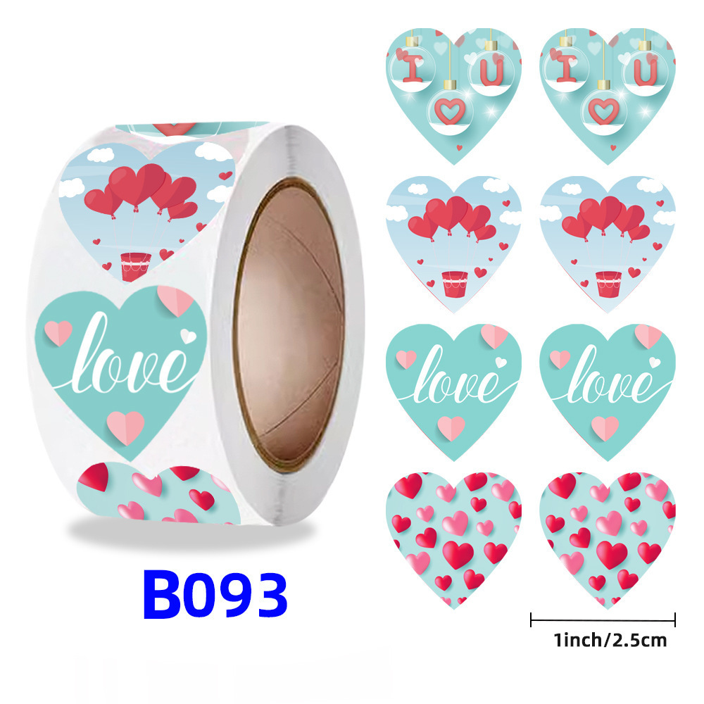 500 nhãn dán/ roll có màu nhãn hiệu trái tim, keo không khô, trang trí thẻ cho ngày Valentine