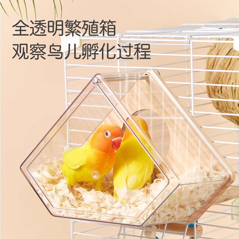 鸚鵡透明繁殖箱虎皮牡丹玄鳳鸚鵡橫式鳥窩掛窩鸚鵡窩保暖鳥籠造景