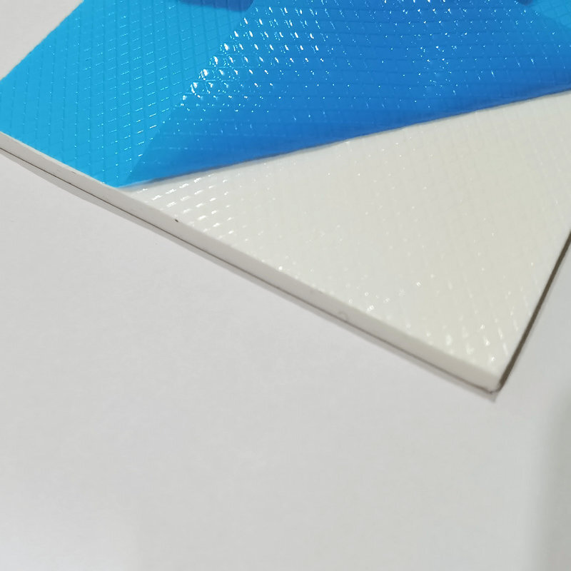 Soft high-conductor thermal silicon film, blue electrons dissipated insulation gasket display screen filled with dispersed thermal gasket.