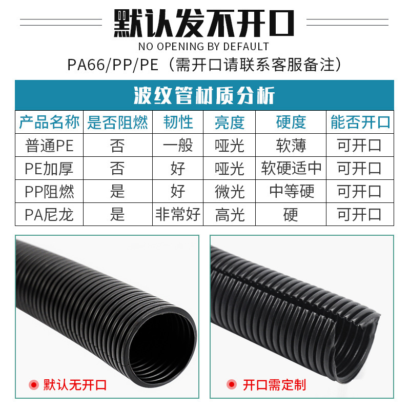 塑料波纹管PA尼龙PP阻燃PE电缆线束管套线管穿线软管保护套线管