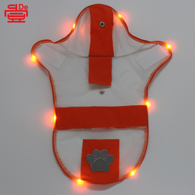 Đèn LED phát sáng áo mưa, áo choàng lông chó trong suốt, áo chống nắng, áo mưa nhẹ.