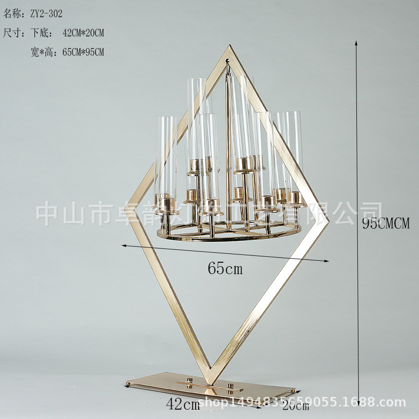 新款婚庆道具菱形烛台酒店婚礼堂宴会厅餐桌装饰用品烛台路引摆件