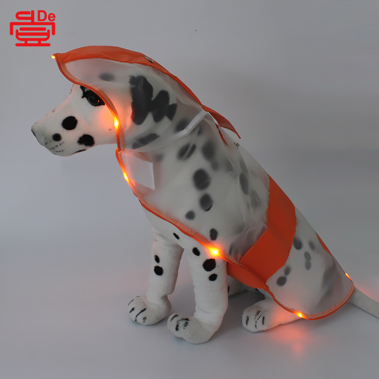 Đèn LED phát sáng áo mưa, áo choàng lông chó trong suốt, áo chống nắng, áo mưa nhẹ.