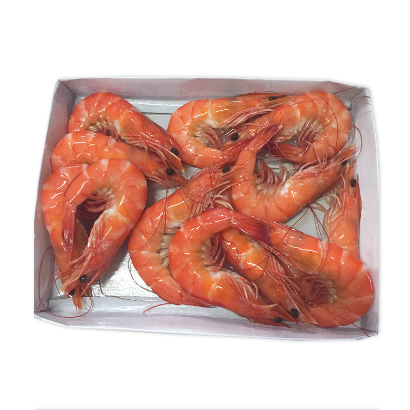Shrimp는 500 g 흰색 새우 관목, 관목, 관목, 관목, 관목, 신선한 해산물, 냉동.