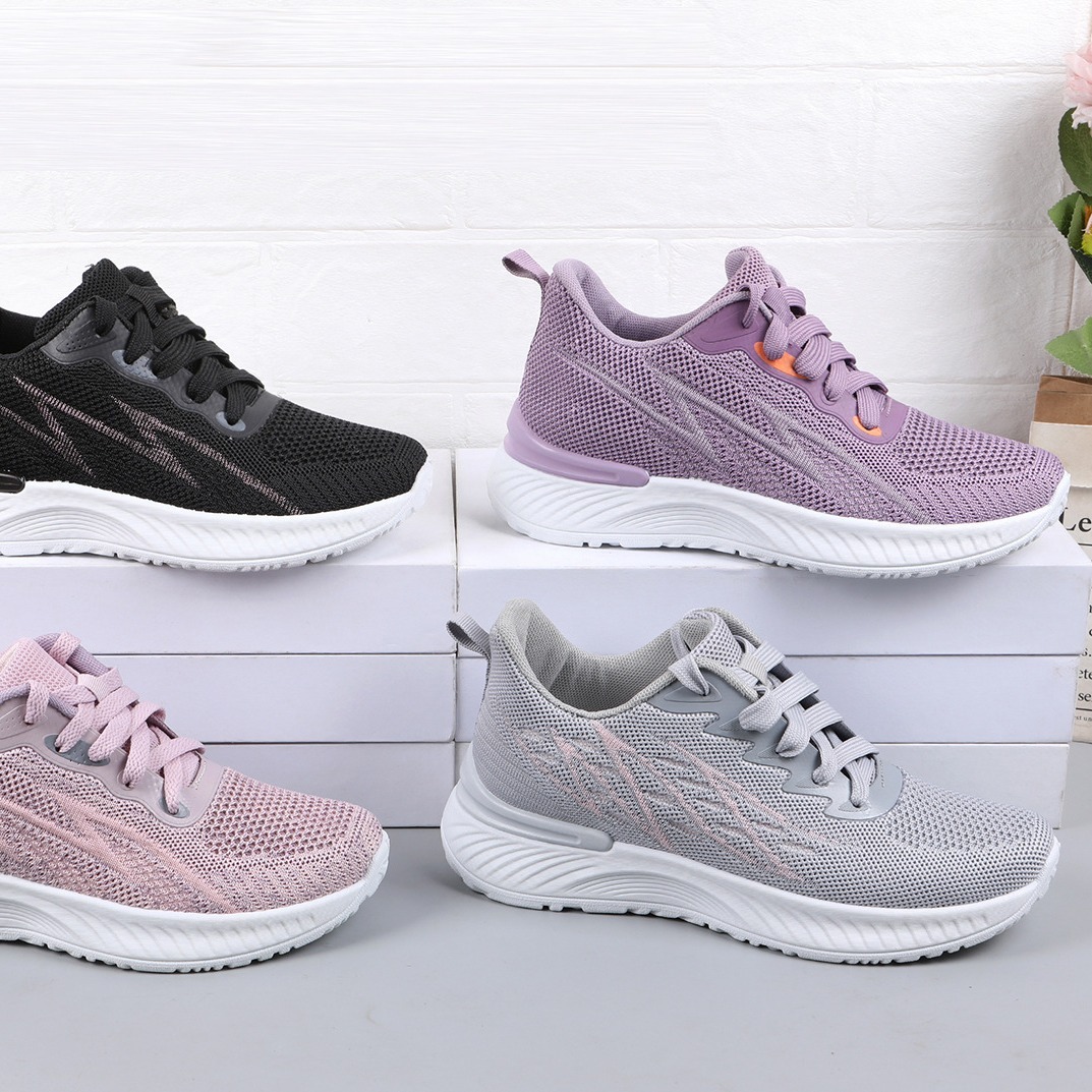 Flying-weave sports shoes women's factory customises Fashion-to-Fashion Foreign Trade Export women's shoes for distribution in autumn 2024