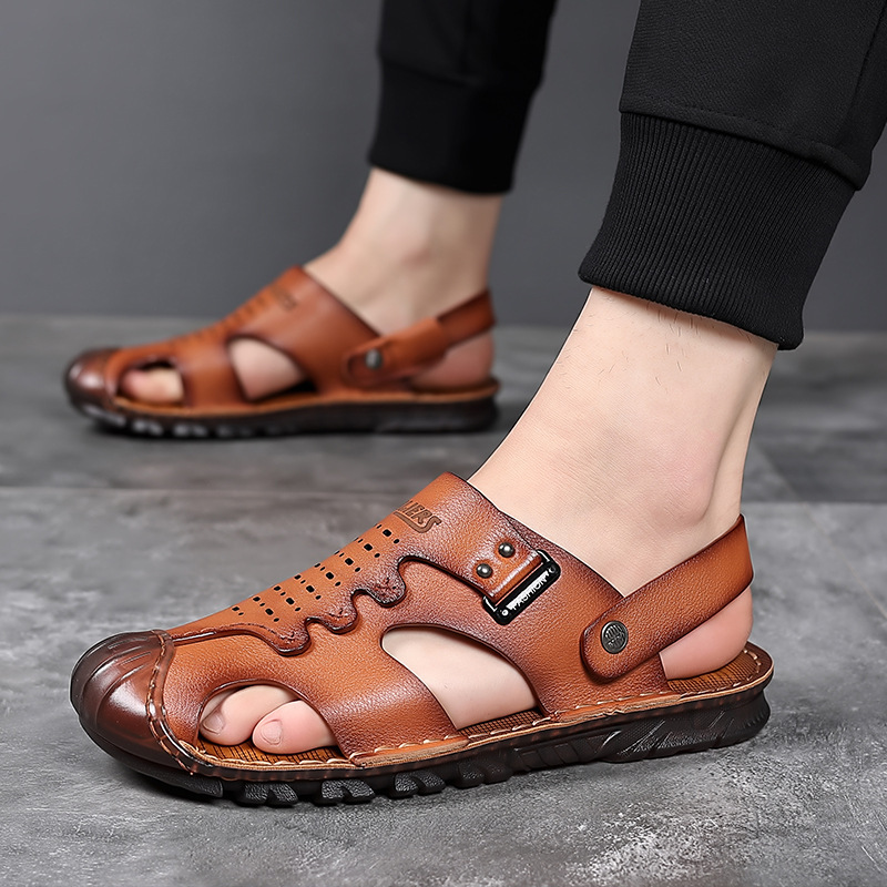 The man with the sandals, the man with the sandals, the man with the sandals, the man with the skin on the side of the car, the man with the soft-bed recreational sandals.