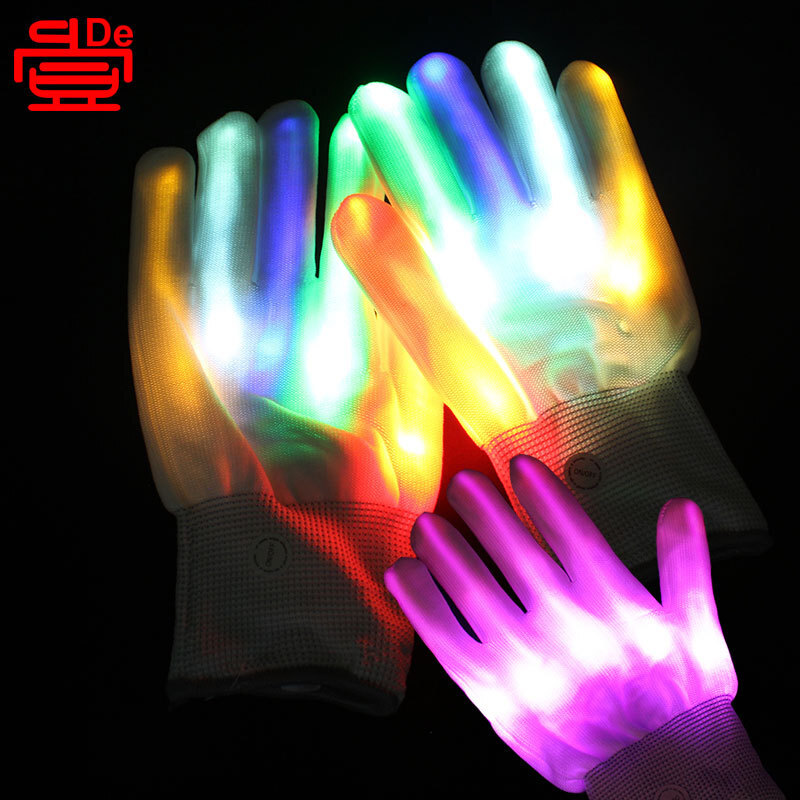 LED Gloves Gloves Vũ hội hóa trang, găng tay 7 màu Halloween, trang phục, găng tay ánh đêm.