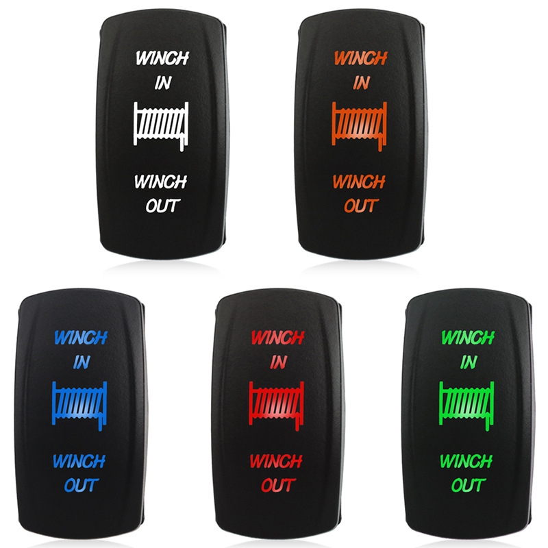 Car boat retrofit switch 7PIN Dial, three, double, blue light green light orange white.