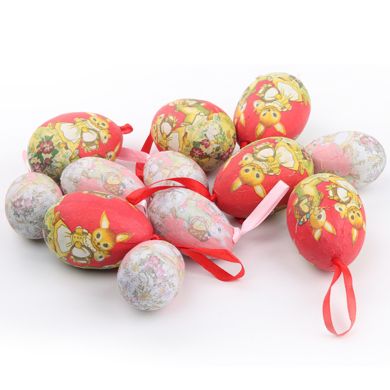 Easter Foam Eggs, hand-painted paper and egg decorations, children's cartoons.