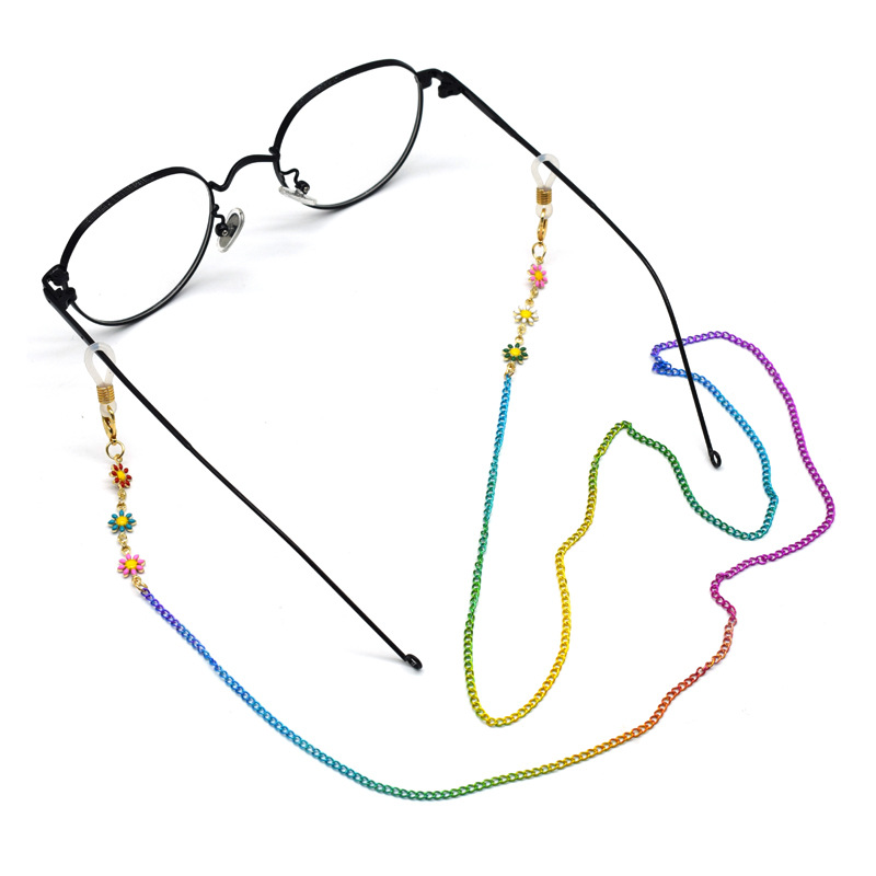 85CM long glasses with a neck chain, colored little daisies with glasses, masked with a neck chain.