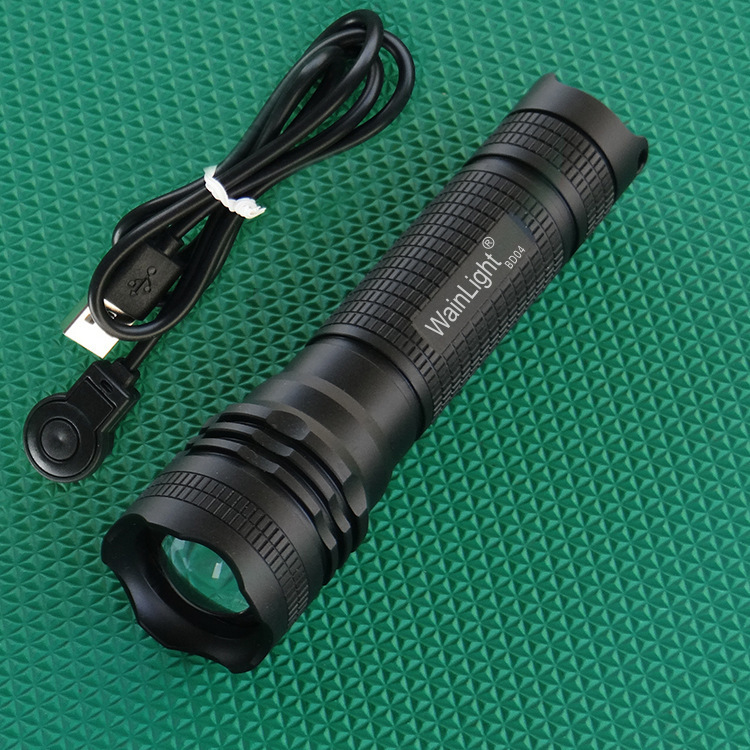 Aluminium alloy outside of a good view stretching BD04 flashlights usb charge-recharging shell T6