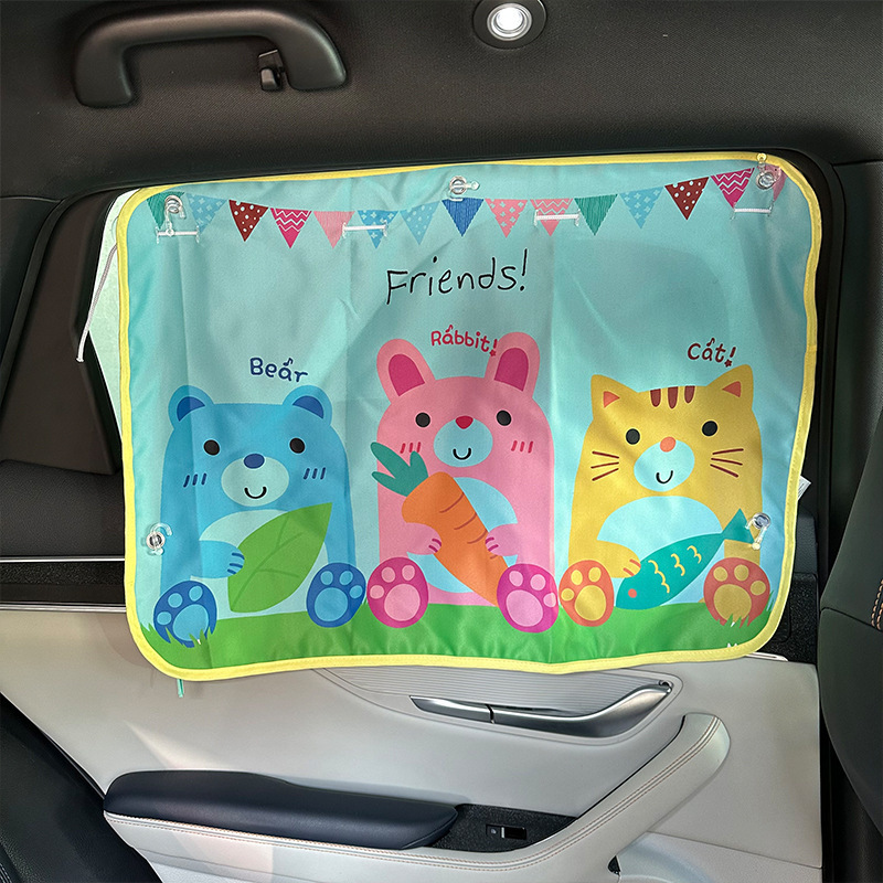 The factory car curtain clears the sunproof insulation to protect the sun from cute cartoons.